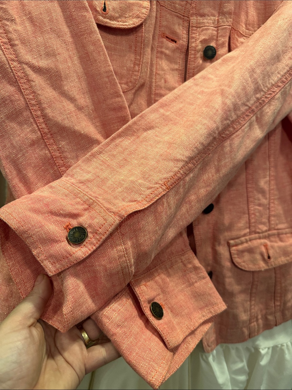 J. Jill Pink Button-Front Linen Jacket - Picture 5 of 6